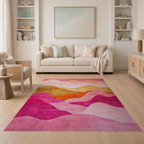 Pink Sunset Wave Abstract Area Rug