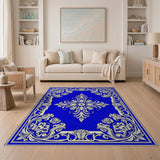 Royal Blue Ornate Floral Area Rug