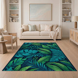 Lush Green Pixel Jungle Leaves Area Rug