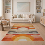 Orange Sunset Horizon Geometric Area Rug