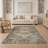 Tan Ivory Southwestern Geometric Area Rug