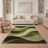 Green Abstract Area Abstract Green Wave Area Rug