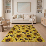 Vibrant Sunflower Field Yellow Area Rug