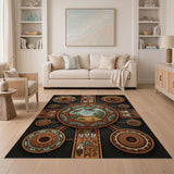 Southwestern Quails Cactus Desert Mandala Rug