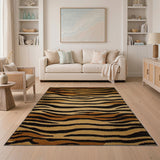 Brown and Tan Tiger Stripe Brown Tan Area Rug