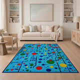 Multi-Color Circuit Board Geometric Area Rug