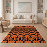 Vibrant Orange Pumpkin Fruit Trellis Rug