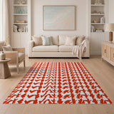 Red Tire Tread Zigzag Area Rug