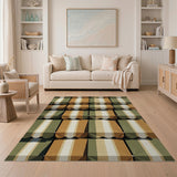 Green Rust Striped Coastal Area Rug