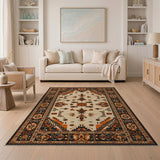 Southwestern Tribal Geometric Area Rug in Beige Terracotta