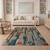 Vibrant Multi-Color NYC Skyline Area Rug