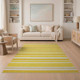 Vibrant Yellow Striped Woven Area Rug