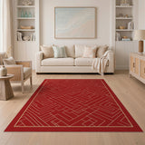 Bold Geometric Modern Bold Red Geometric Maze Area Rug