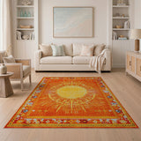 Vibrant Sunburst Orange Southwestern Rug