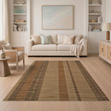 Brown and Tan Rustic Brown Tan Striped Woven Area Rug