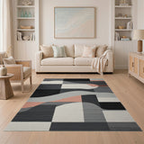 Grey Geometric Modern Modern Geometric Abstract Grey Area Rug