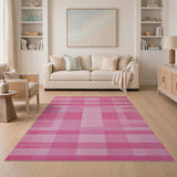 Pink Vibrant Pink Geometric Grid Area Rug