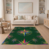 Vivid Rainbow Compass Star Area Rug