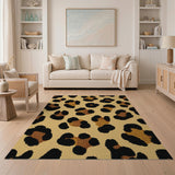 Multi-color and Patterns Tan Leopard Print Boho Area Rug