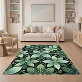 Green Floral Vintage Area Rug