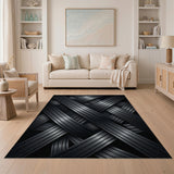 Sleek Interwoven Grey Geometric Area Rug