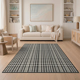 Classic Black White Gingham Checkered Rug