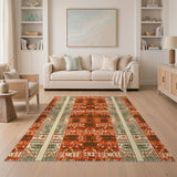 Vibrant Orange Heritage Tribal Area Rug