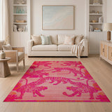Vibrant Pink Tigers Lotus Area Rug