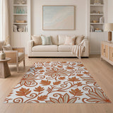 Vintage Terracotta Floral Vine Area Rug