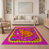 Cheerful Orange Spotted Cat Halloween Area Rug