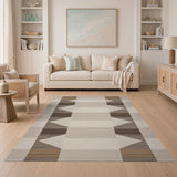 Brown Tan Chevron Geometric Woven Rug