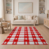 Bold Red Gingham Checkered Area Rug