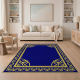 Traditional Persian Navy Blue Ornate Gold Border Area Rug