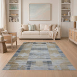 Shimmering Gold Geometric Beige Area Rug