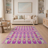Whimsical Pink Easter Bunny Egg Cross-Stitch Rug