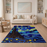 Starry Night Swirls Abstract Area Rug