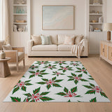 Festive Poinsettia Leaf Pattern Area Rug