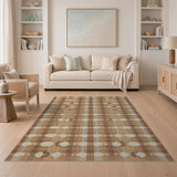 Brown Tan Geometric Diamond Woven Rug