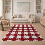 Bold Red White Checkered Area Rug
