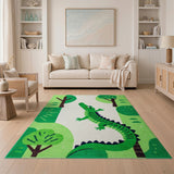 Playful Smiling Crocodile Kids Area Rug