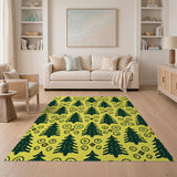 Whimsical Christmas Tree Yellow Area Rug