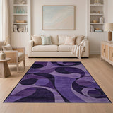 Purple Swirling Geometric Abstract Area Rug