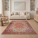 Vibrant Orange Medallion Persian Area Rug