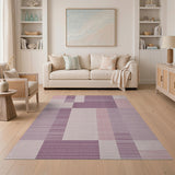 Pink Purple Geometric Striped Area Rug