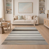 Neutral Beige Striped Textured Area Rug