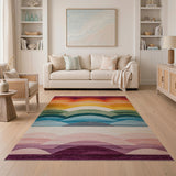 Rainbow Wave Horizon Multi-Color Area Rug