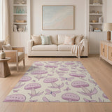 Pink Whimsical Pink Mushroom Butterfly Area Rug