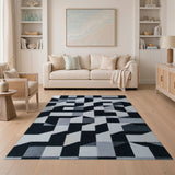 Modern Geometric Black White Area Rug