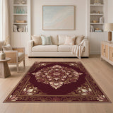 Red Floral Medallion Traditional Persian Rug