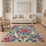 Pink Purple Peony Floral Area Rug